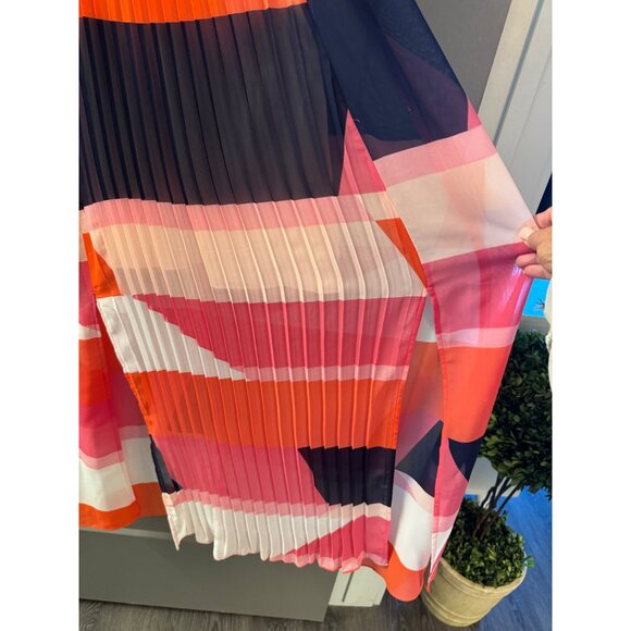 Vince Camuto Colorblock Pleated Halter Maxi Dress Size 2 Multicolor Pink/Orange/ - Picture 8 of 10